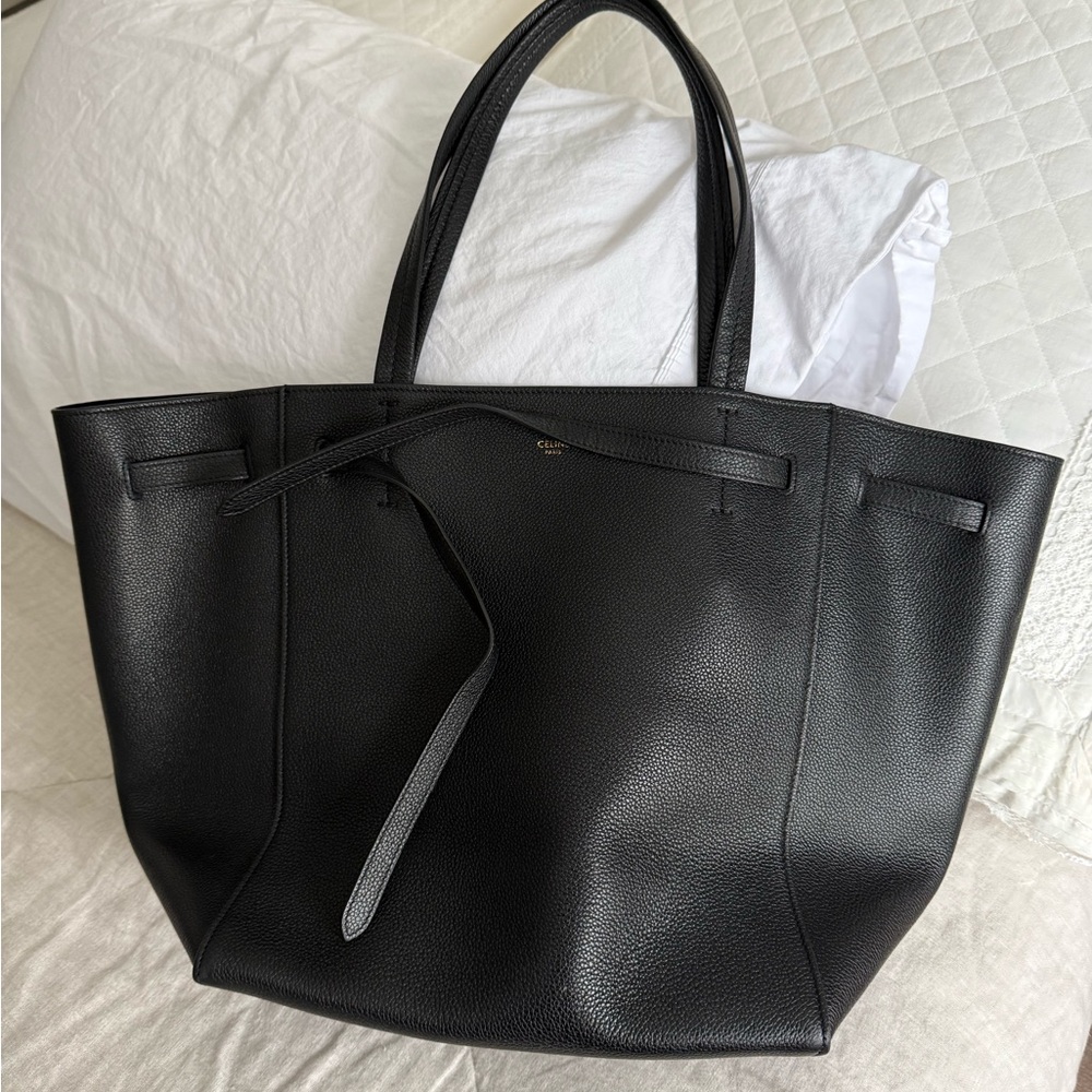 Celine Leather Cabas Phantom Small Tote Bag Black